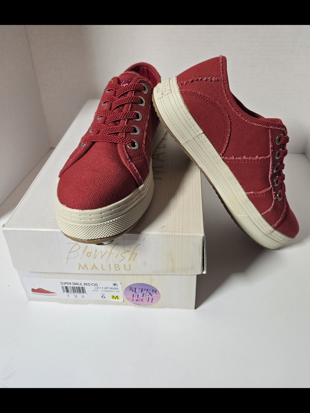 Blowfish Red Canvas Low-Top Lace-Up Sneakers